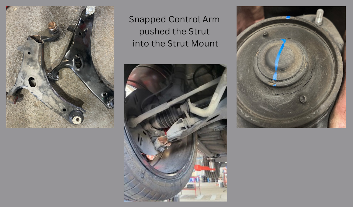 Snapped Control Arm pushed the Strut into the Strut Mount